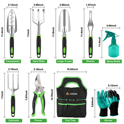 AOZUO 9-Piece Rust-Proof Garden Tool Set with Gift Bag