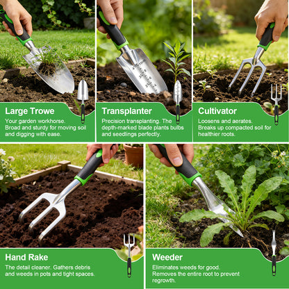 AOZUO 9-Piece Rust-Proof Garden Tool Set with Gift Bag