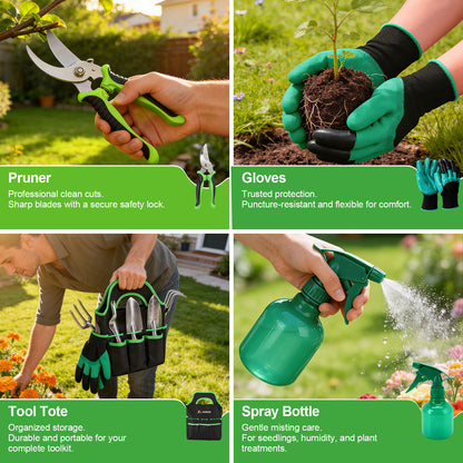 AOZUO 9-Piece Rust-Proof Garden Tool Set with Gift Bag