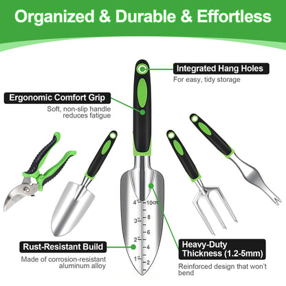 AOZUO 9-Piece Rust-Proof Garden Tool Set with Gift Bag