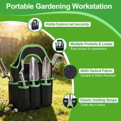 AOZUO 9-Piece Rust-Proof Garden Tool Set with Gift Bag