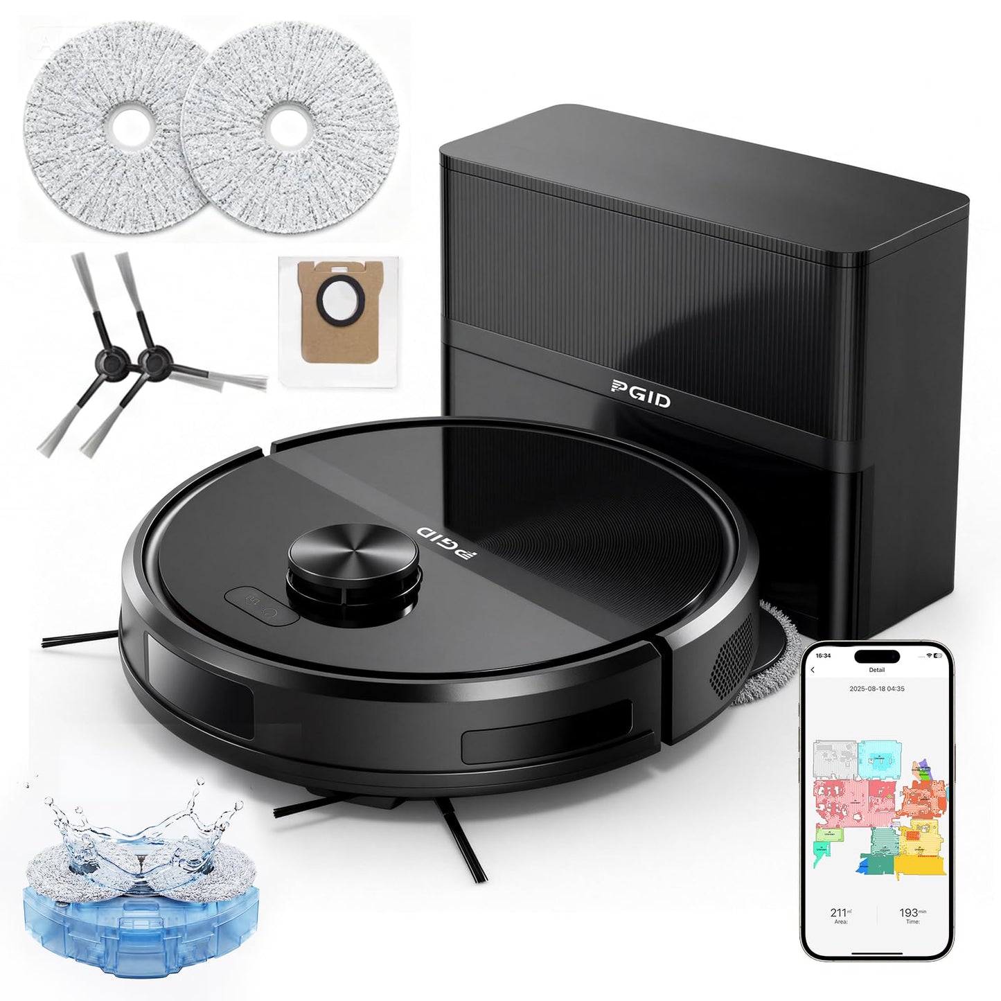 F7s,F77PRO Robot Vacuum and Mop Combo: 5000Pa Suction, Self-Emptying & App Control
