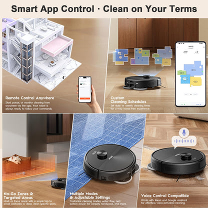 F7s,F77PRO Robot Vacuum and Mop Combo: 5000Pa Suction, Self-Emptying & App Control